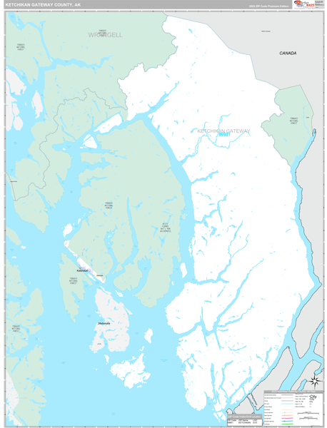 Ketchikan Gateway Borough (County), AK Carrier Route Wall Map